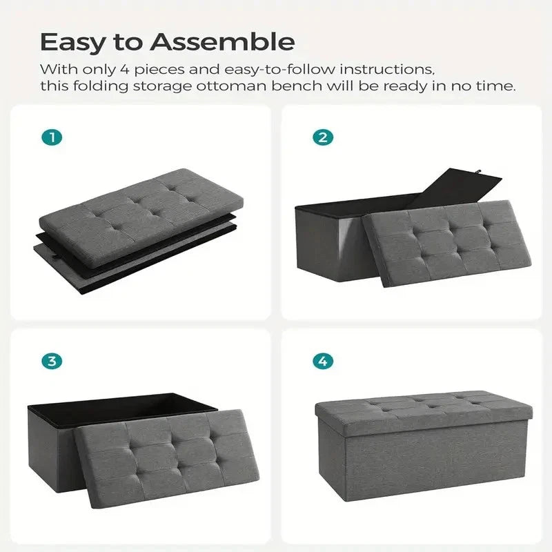 80L Foldable Storage Ottoman Bench