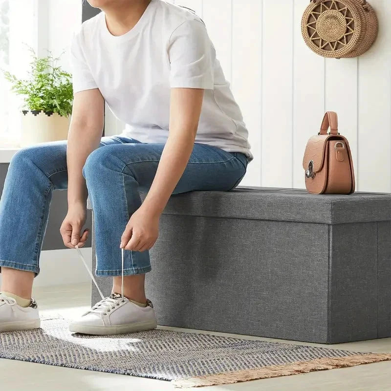 80L Foldable Storage Ottoman Bench