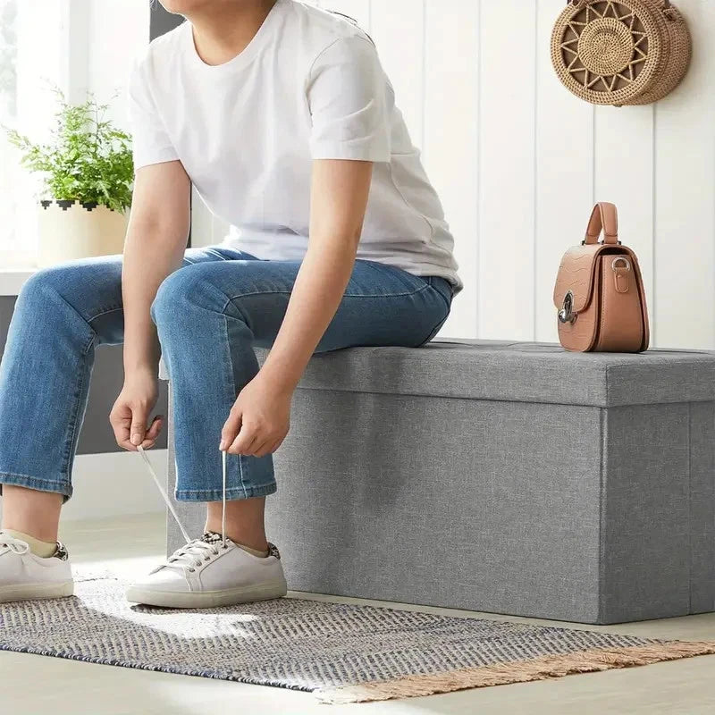 80L Foldable Storage Ottoman Bench