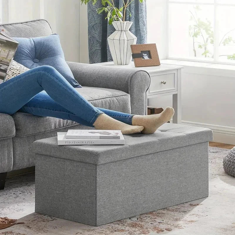 80L Foldable Storage Ottoman Bench
