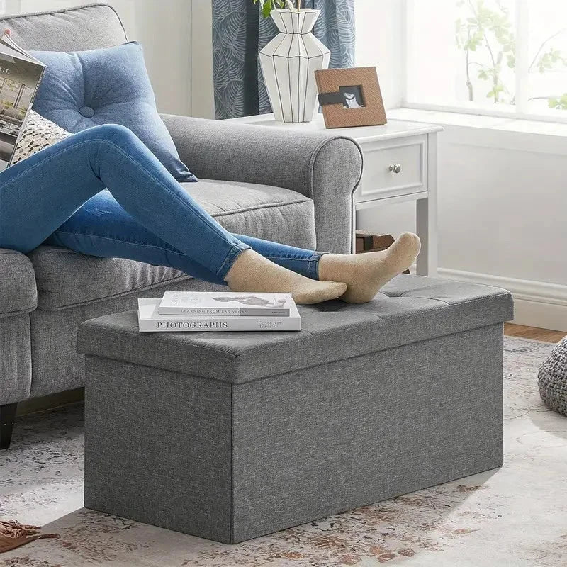 80L Foldable Storage Ottoman Bench
