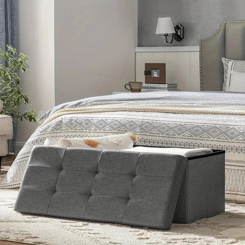 80L Foldable Storage Ottoman Bench